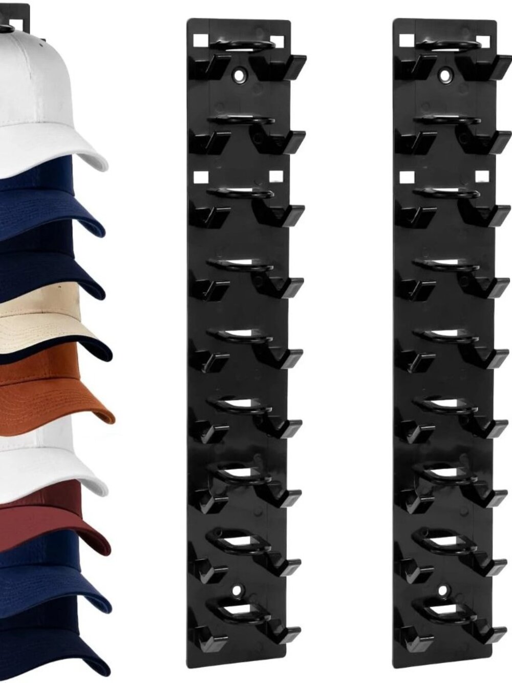 2 Pack Hat Organizer for Baseball Caps, Hat Rack for Wall with Strong Adhesive